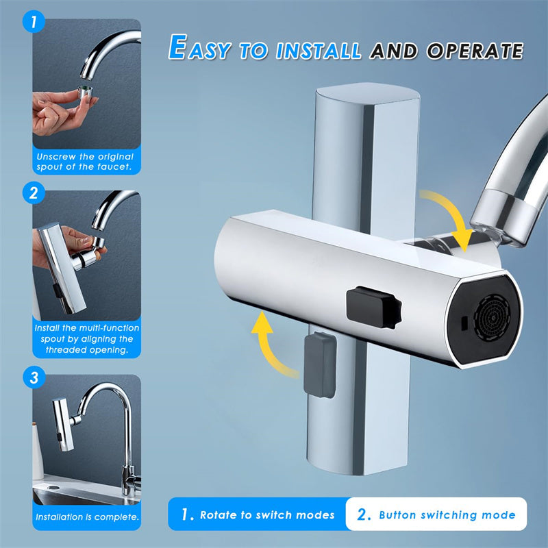 360° Faucet Attachment – Multifunctional Spray Head with Waterfall
