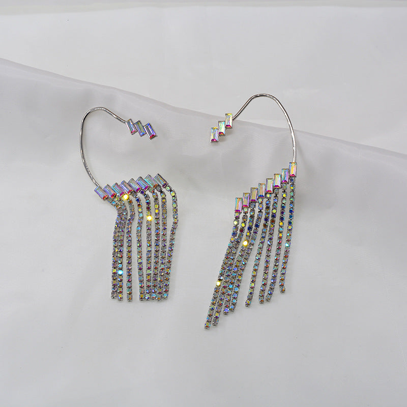 Lange Strass-Tassel Ohrringe – Elegante Funkelnde Ohrhänger für Damen