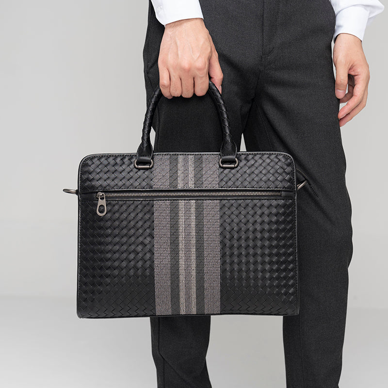 Men's Business Casual Shoulder Bag – Braided Laptop Briefcase