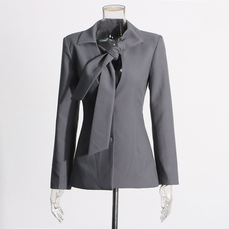 Damen Blazer mit V-Ausschnitt & Schnürung – Elegant, Figurbetont