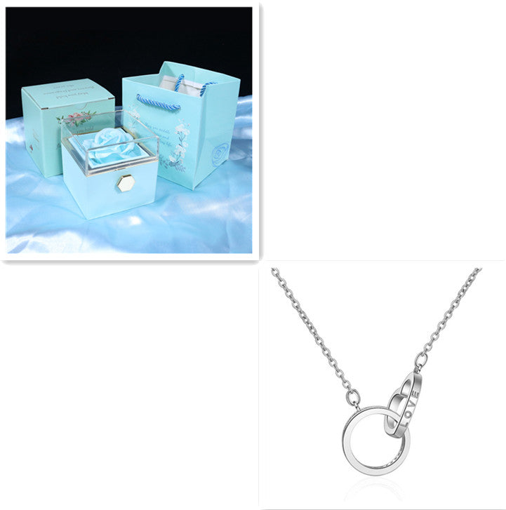 Elegant Double Ring Necklace with Zircon – Symbol of Eternal Love