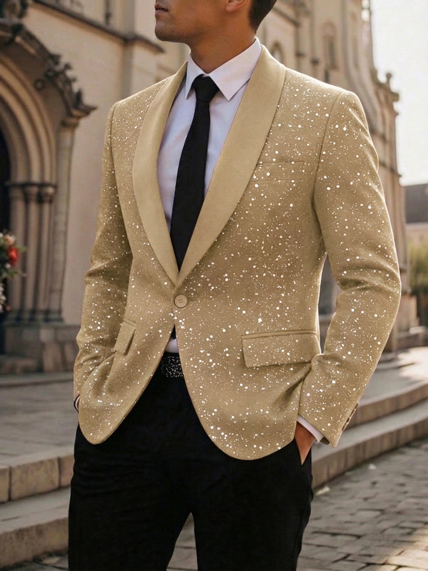 Men's Shiny Blazer Casual – Elegant Party Suit Jacket for Events