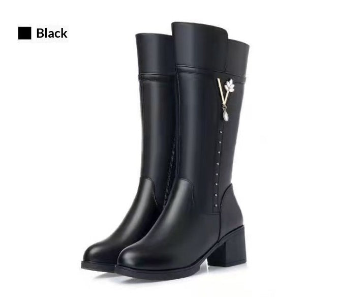 Damen Winterstiefel Leder | Gefütterte Warmhaltestiefel Elegant