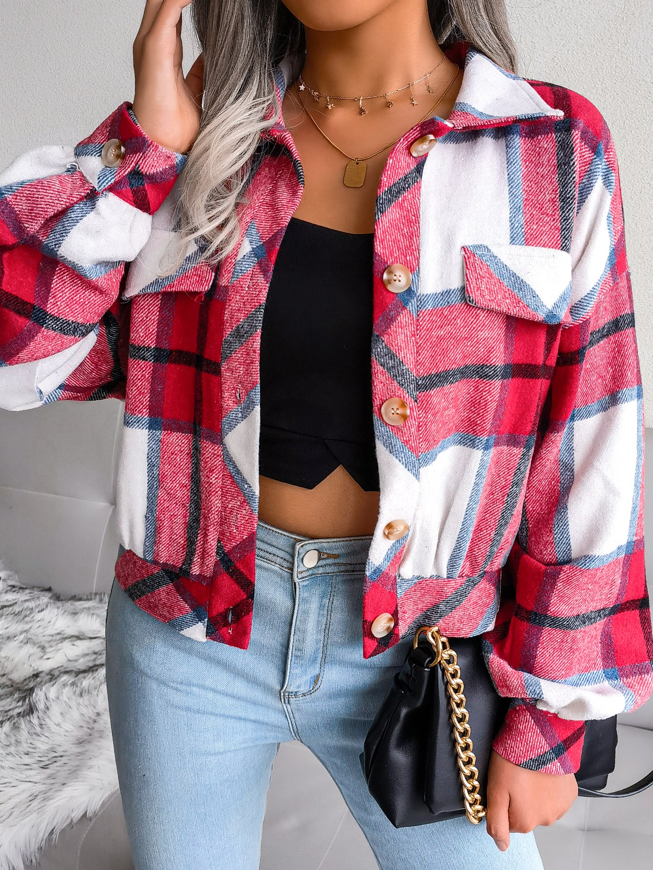 Checked Women's Wool Coat | Elegant Winter Jacket with Style