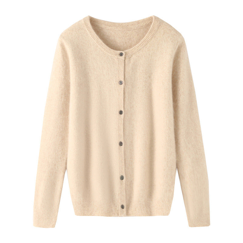 Short Knitted Sweater with Buttons – Loose Women's Cropped Pullover