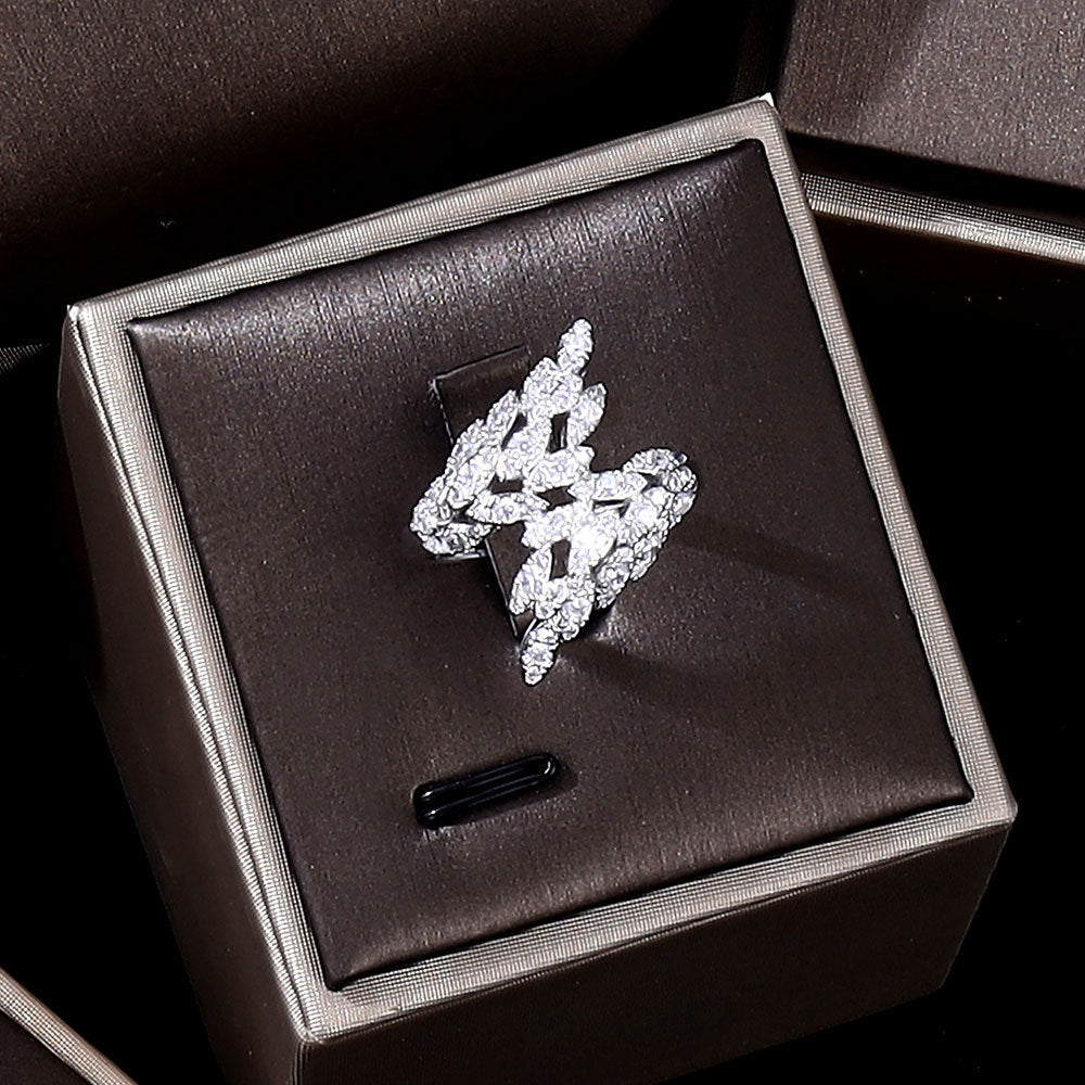 Luxury 3A Zirconia Jewelry Set – 4-Piece with Necklace, Earrings, Bracelet & Ring for Wedding