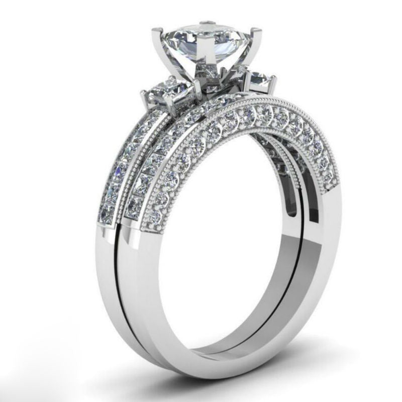 Kristall- und Diamant-Partnerring-Set – Elegante Partnerringe