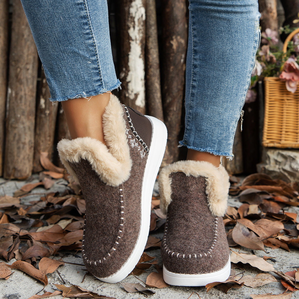 Women's Winter Lined Shoes | Warm Fleece Slip-On Comfortable
