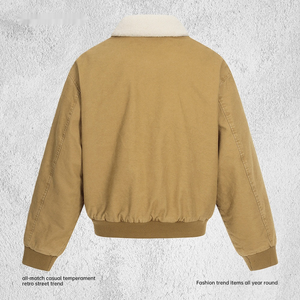 Men's Winter Jacket Fleece Lined – Contrast Design with Fur Collar