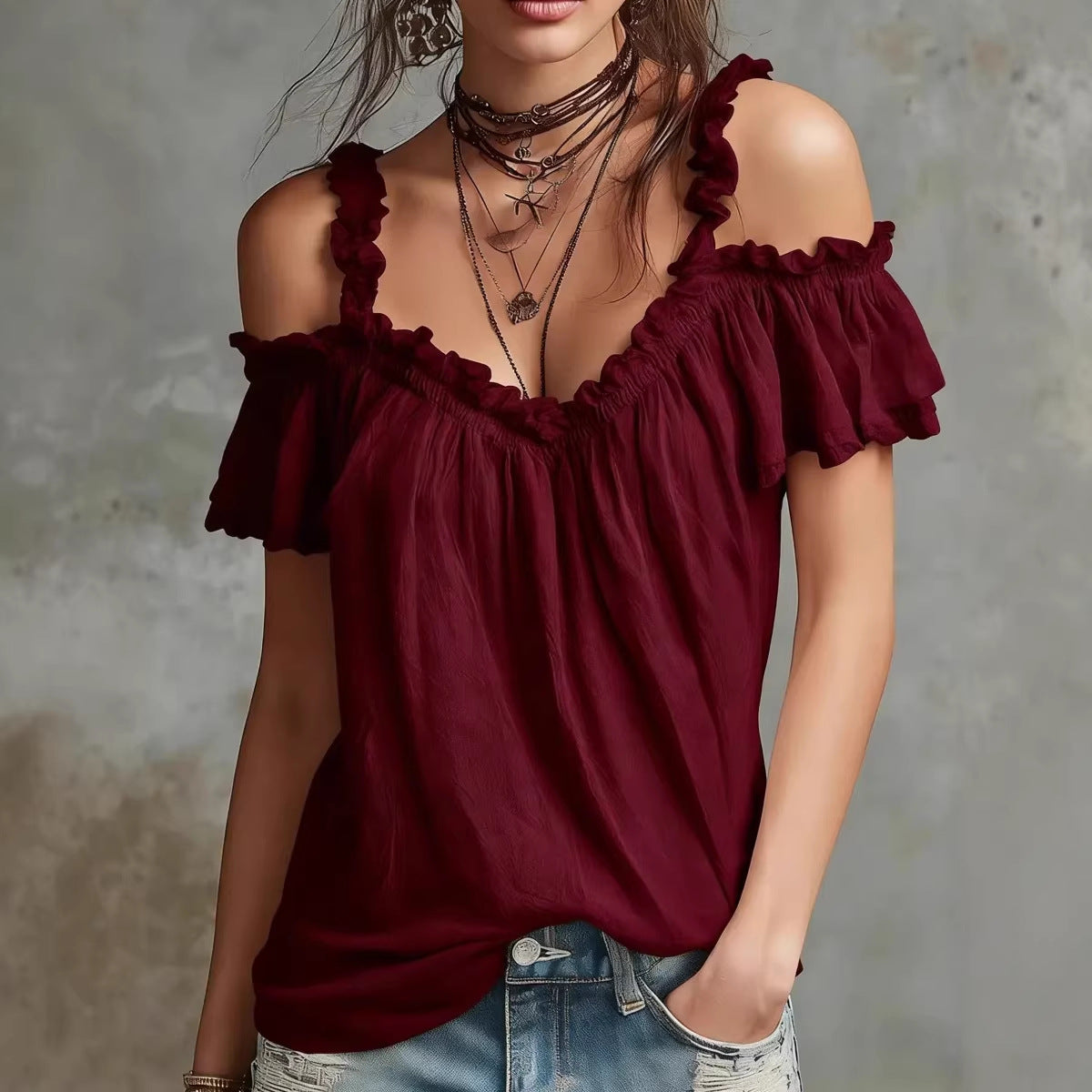 Women's Cotton-Linen Camisole with Lotus Collar – Airy & Elegant