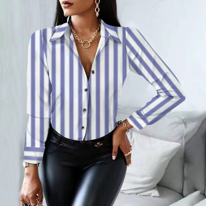 Damen Streifenbluse Langarm | Elegante Oversize Hemdbluse