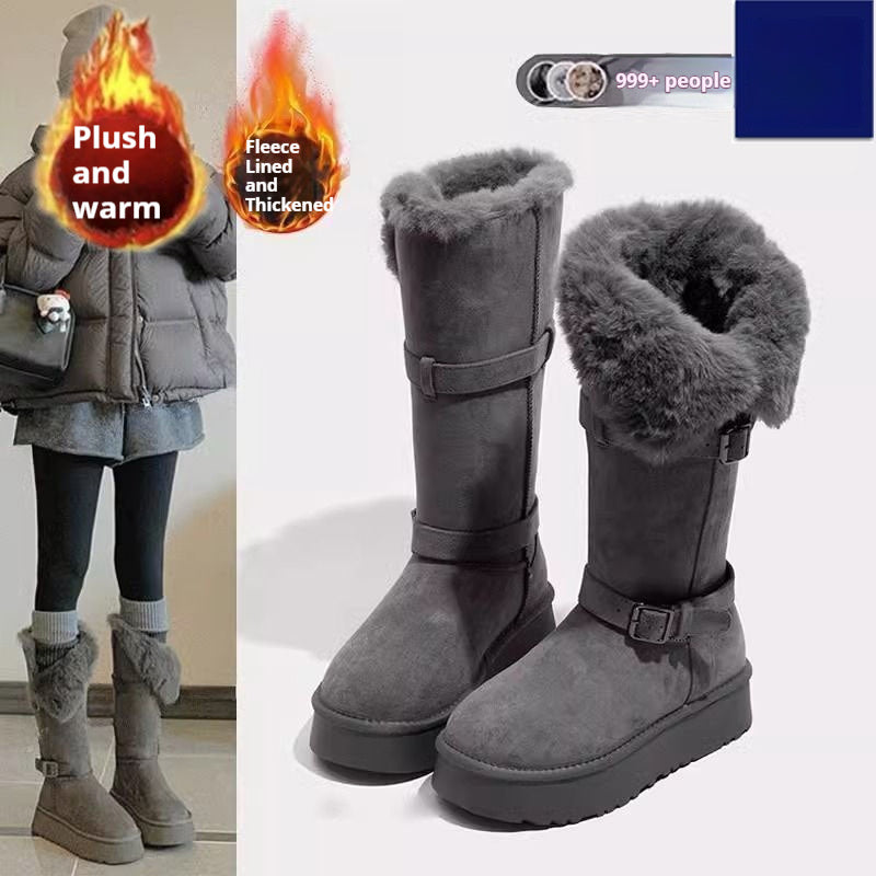 Women's Winter Boots Lined – Fashionable Mid-Calf Cotton Boots