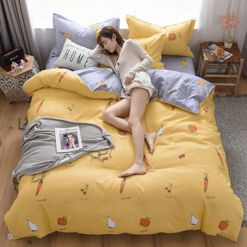 4-piece thick cotton bedding set | warm durable easy-care