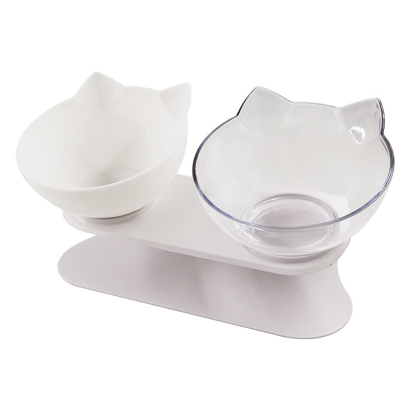 Slanted cat food bowl | Transparent cat ear design bowl