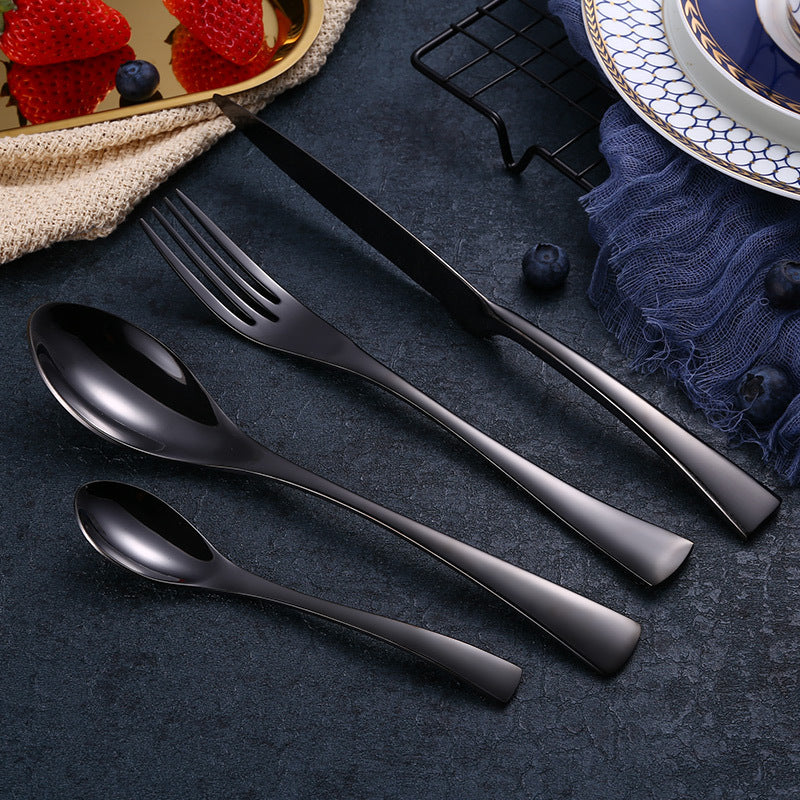 Schwarzes Besteckset Edelstahl | 4-teilig modern elegant Korean Style