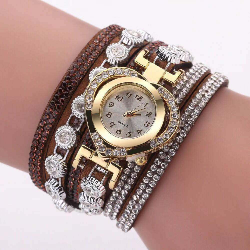 Personality Heart-Shaped Diamond Dial with Multicolor Bracelet
