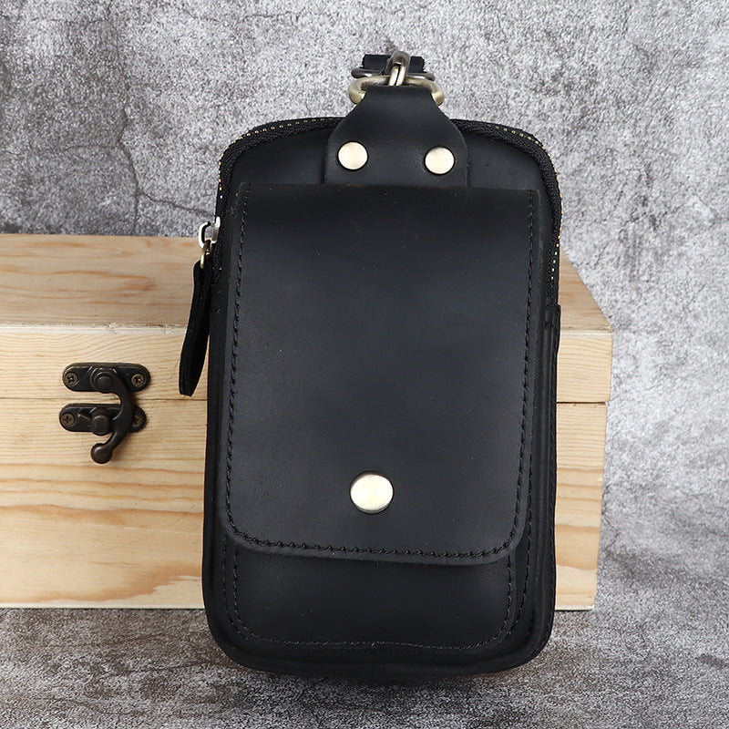 Herren Gürteltasche Leder Vintage | Handy Hüfttasche Echtleder