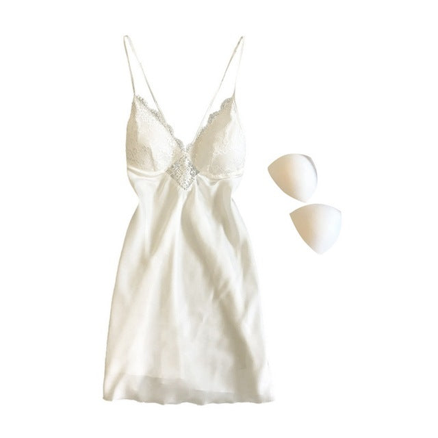 Women's Satin Nightwear | Sexy Pajama Set with Lace