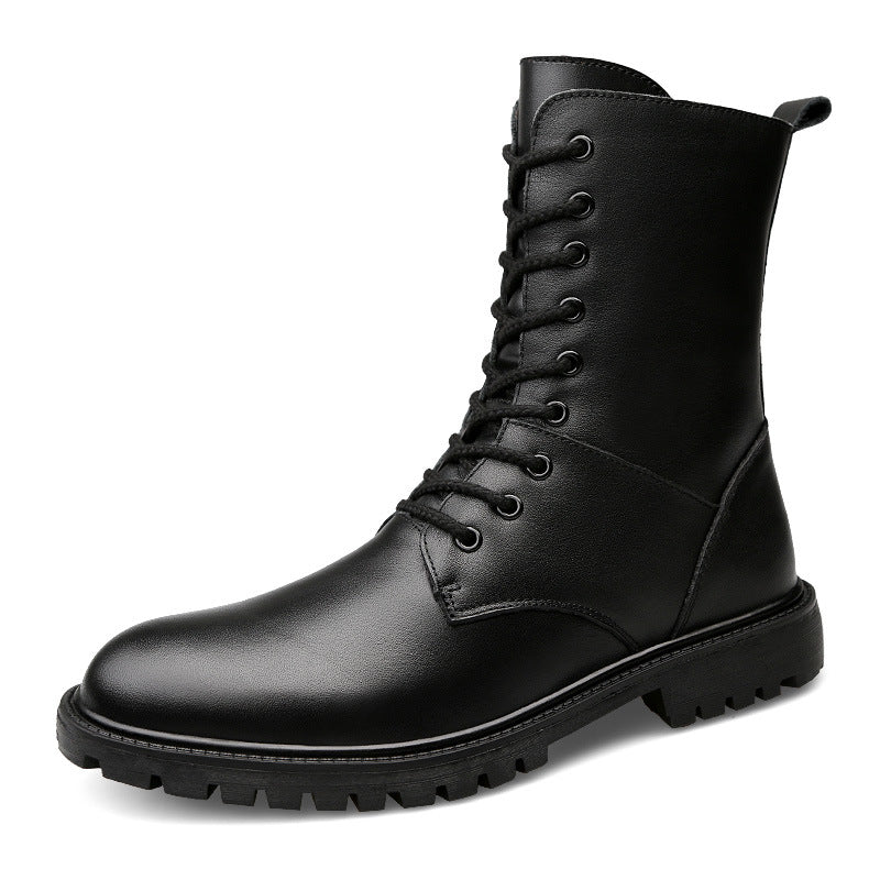 Men's Winter Leather Boots with Fleece Lining – British Style Ankle Boots