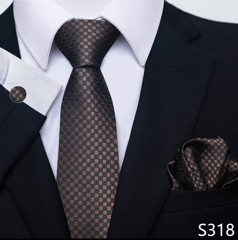 Men's Tie Set Business Scarf Cufflinks Elegant
