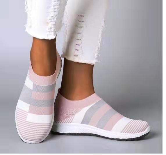 Damen Slip-On Sneaker | Bequeme Strickschuhe Freizeit Schuhe
