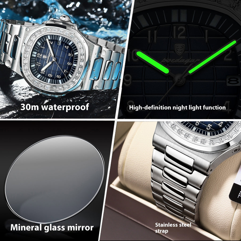 Herren Luxus Quarzuhr wasserdicht | leuchtend elegant