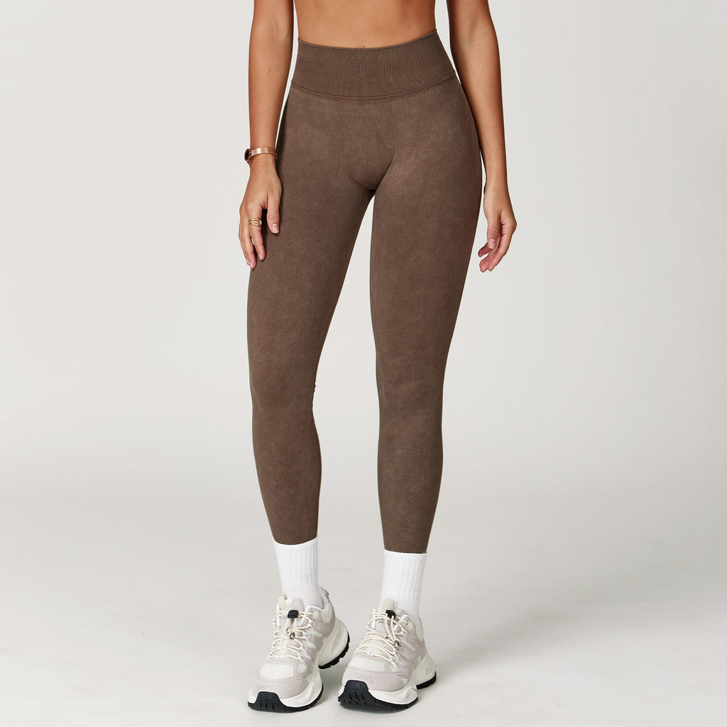 Women's Seamless Stone Washed Yoga Leggings – High Waist Push-Up