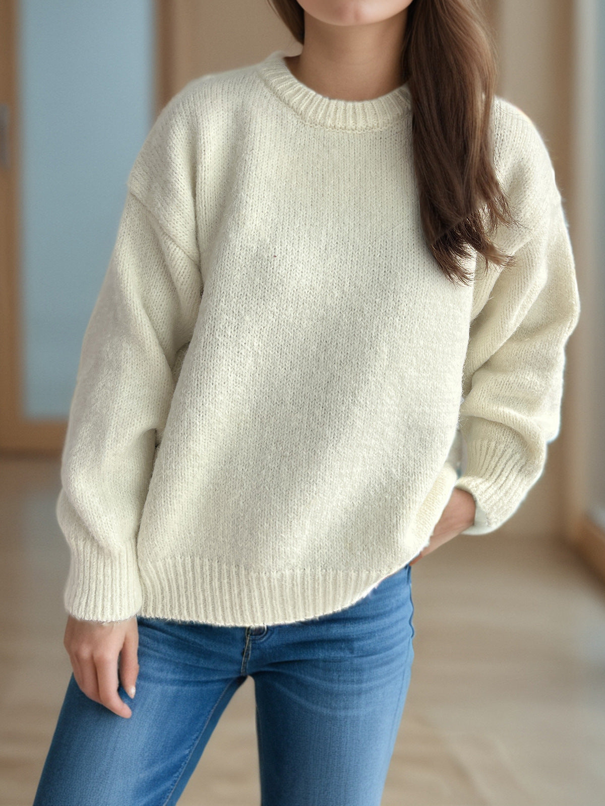 Locker sitzender Damen Strickpullover – Rundhals Pullover für Herbst & Winter