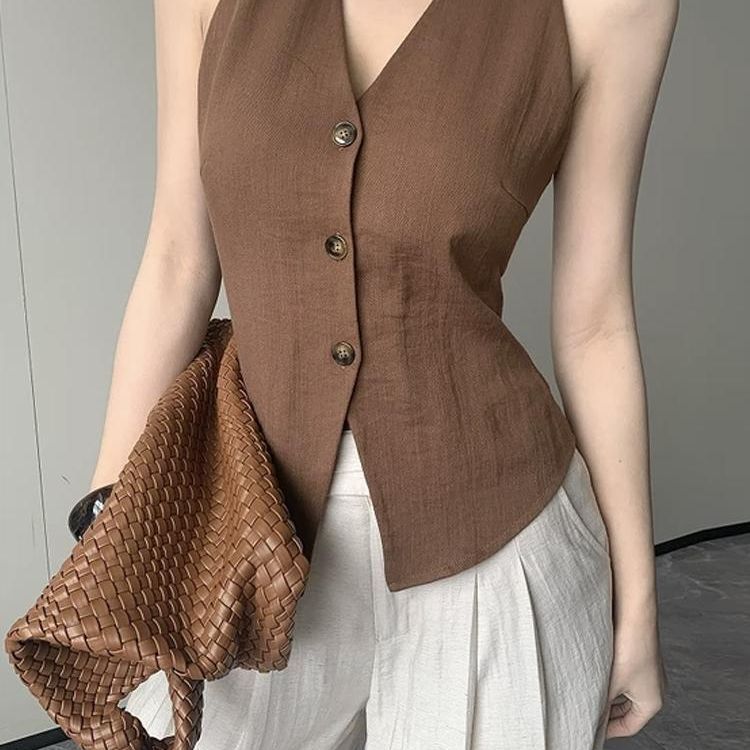 Französische Damenweste Elegant Slim Fit Retro Chic Mode