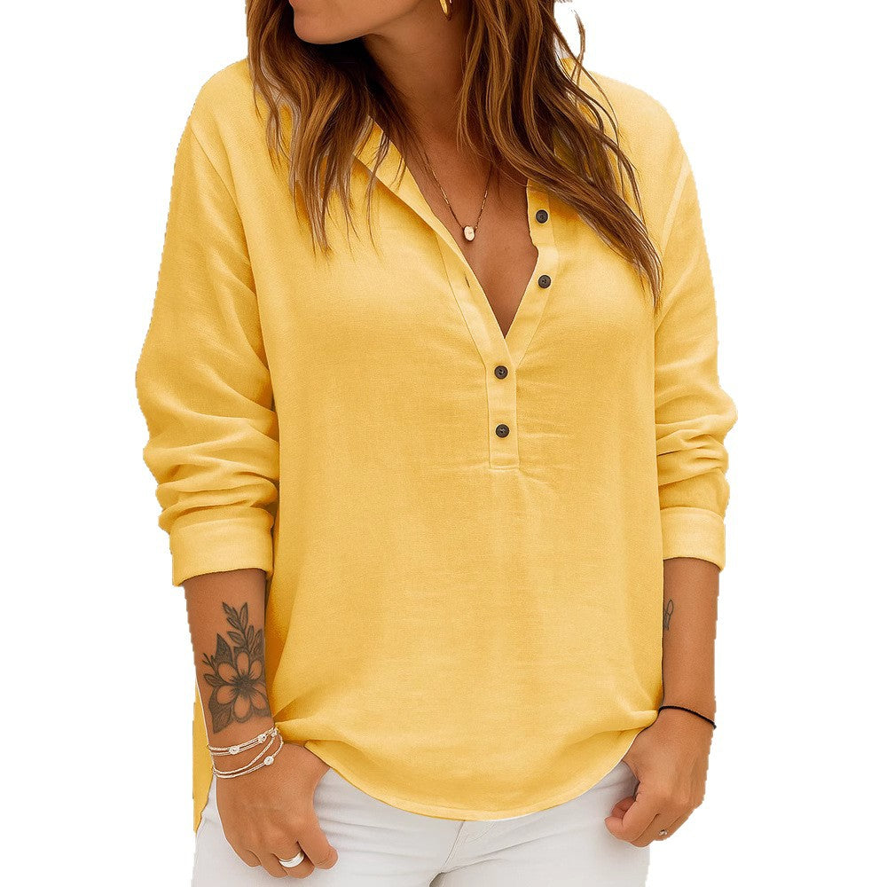 Vintage Damenbluse mit Reverskragen – Einfarbig, Pullover & Elegant
