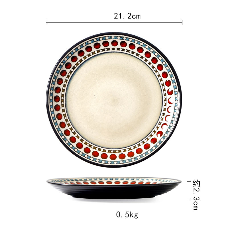 Keramik Teller Vintage | Japanischer Stil Flacher Design Teller