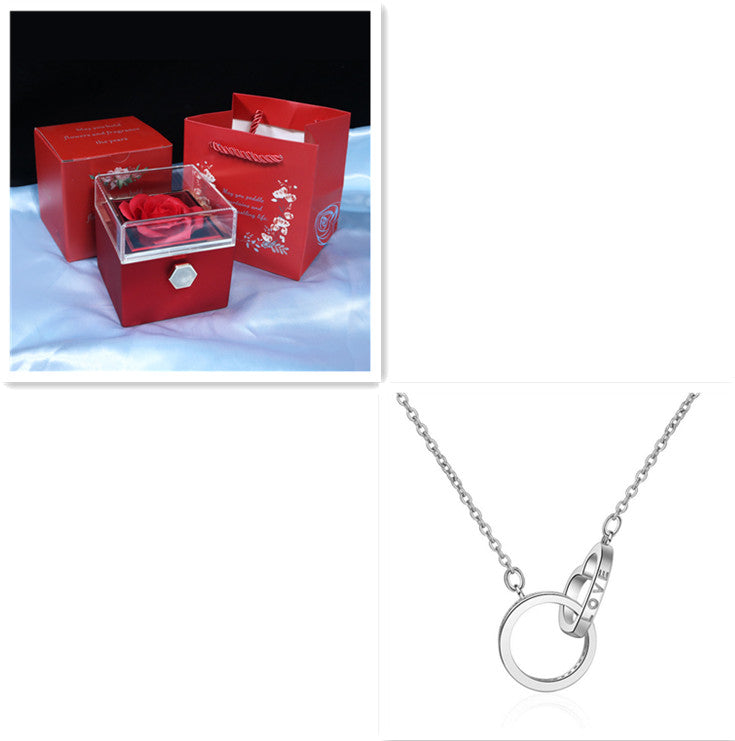 Elegant Double Ring Necklace with Zircon – Symbol of Eternal Love