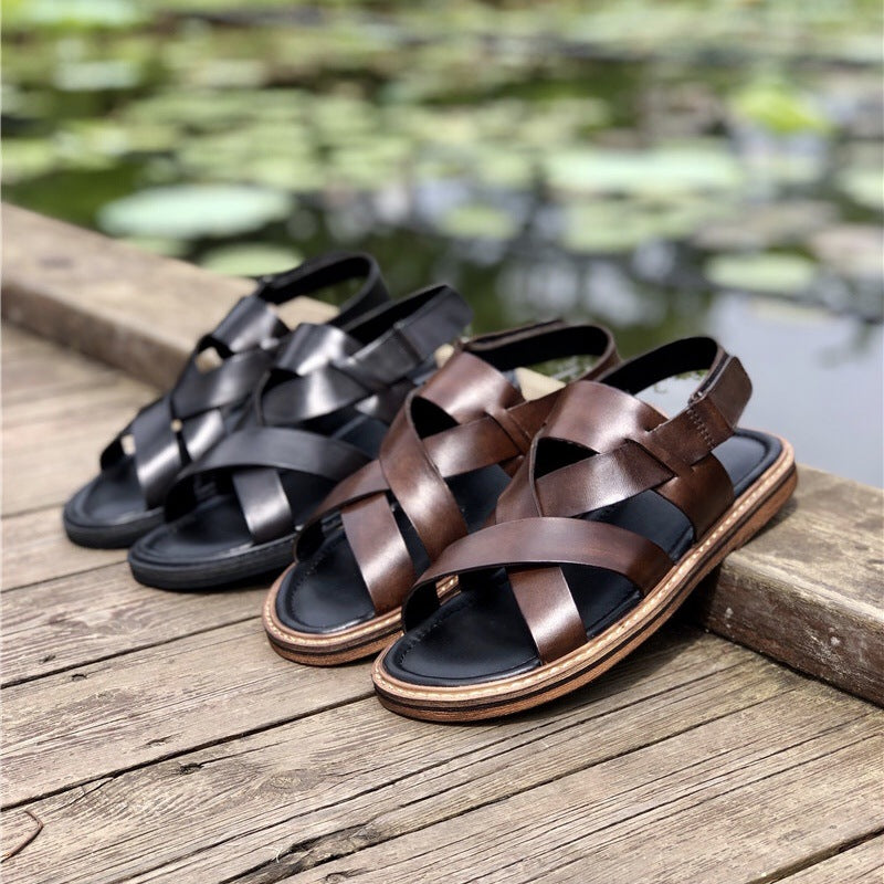 Men's Summer Genuine Leather Sandals Casual Comfort Shoes
