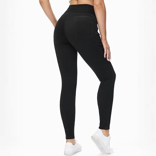 Women's Faux Denim Pants | High Waist Stretch Jeggings