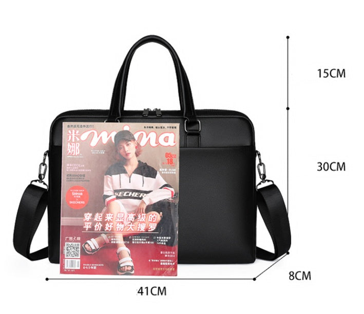 Men's PU Business Briefcase XL – Travel Laptop Shoulder Bag Elegant