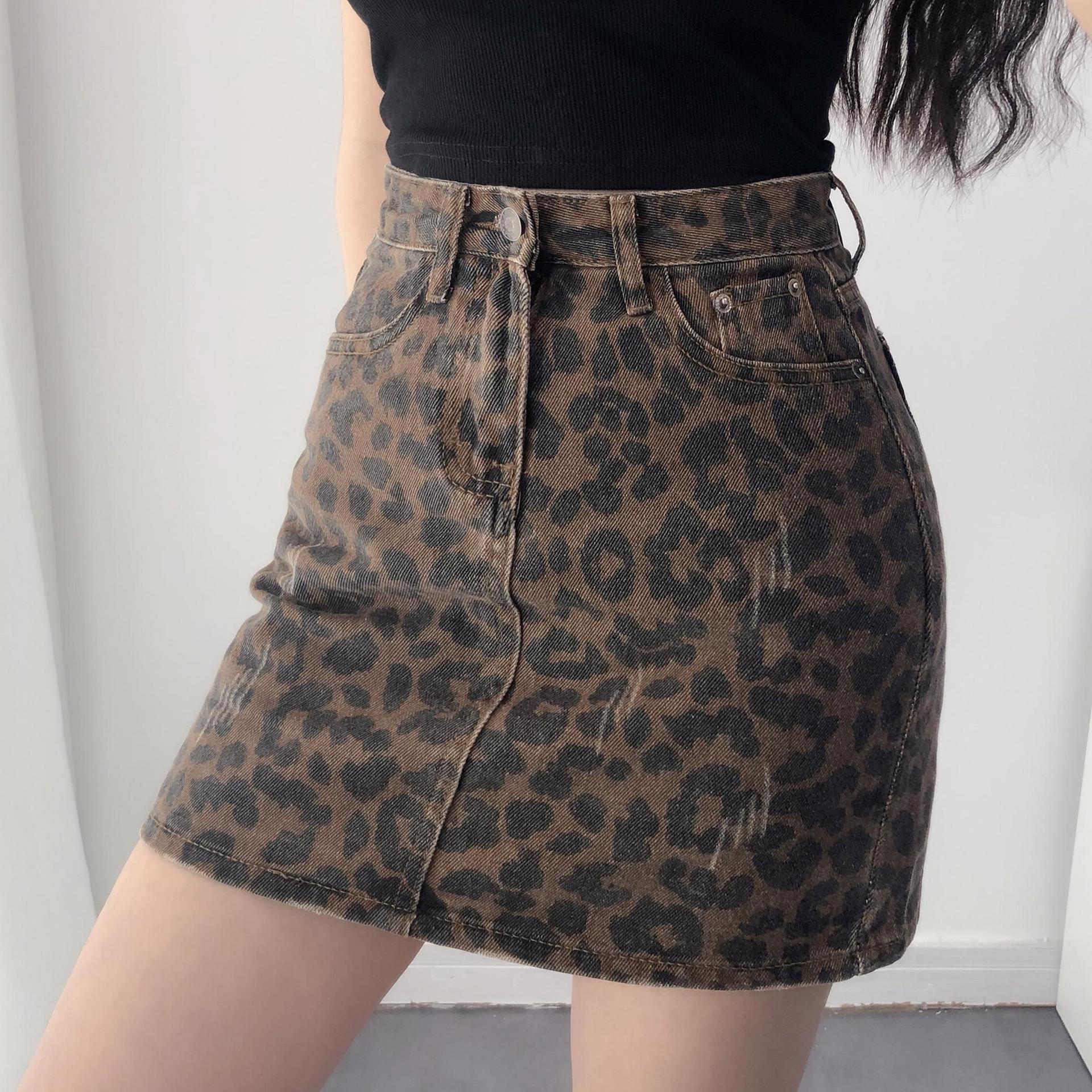 Damen Leo A-Linien Rock | Retro Leopardenmuster Style
