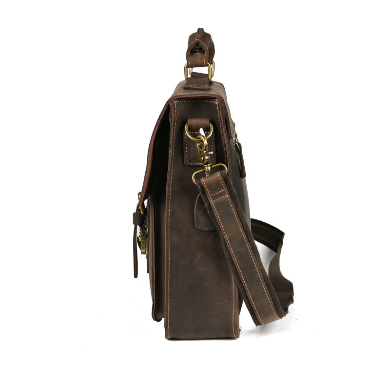 Men's Genuine Leather Laptop Bag – Shoulder Crossbody Business Bag