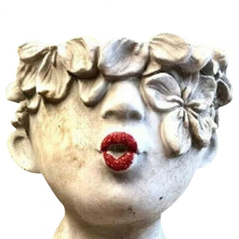 Kreativer Gesicht Blumentopf aus Resin – Moderne Garten Deko Figur