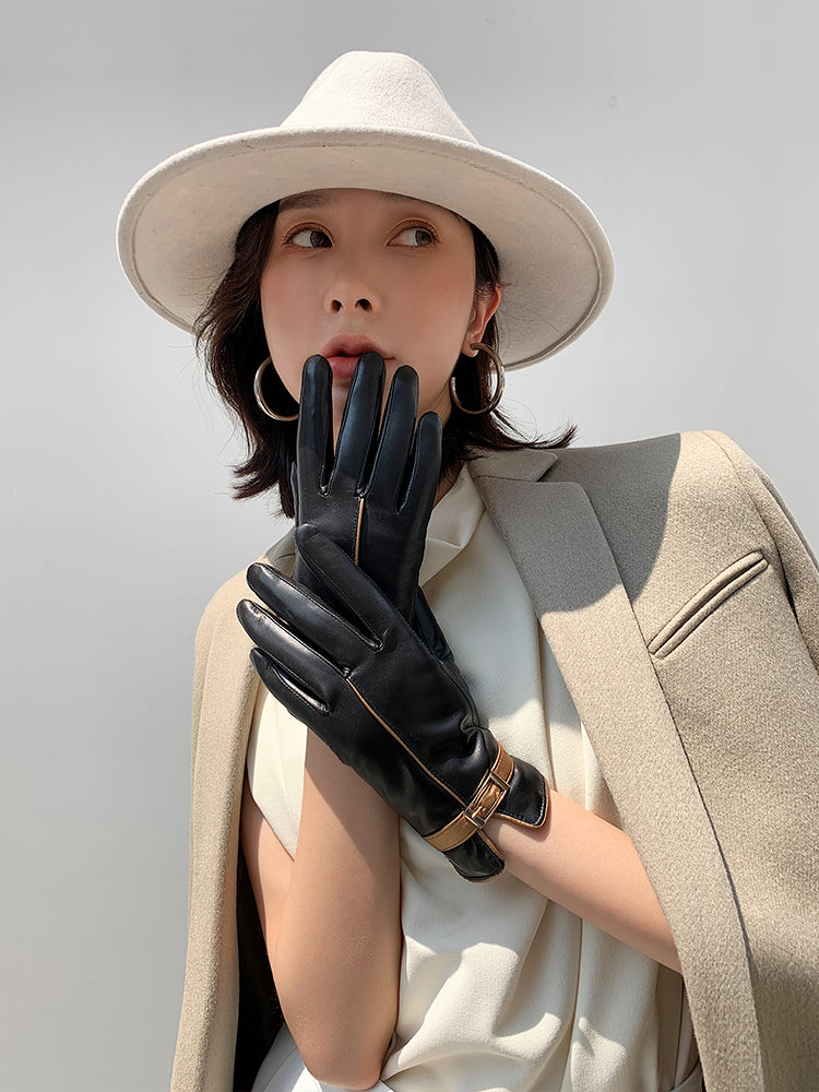Damen Schafleder Touchscreen Handschuhe – Warm Anti-Rutsch Driving