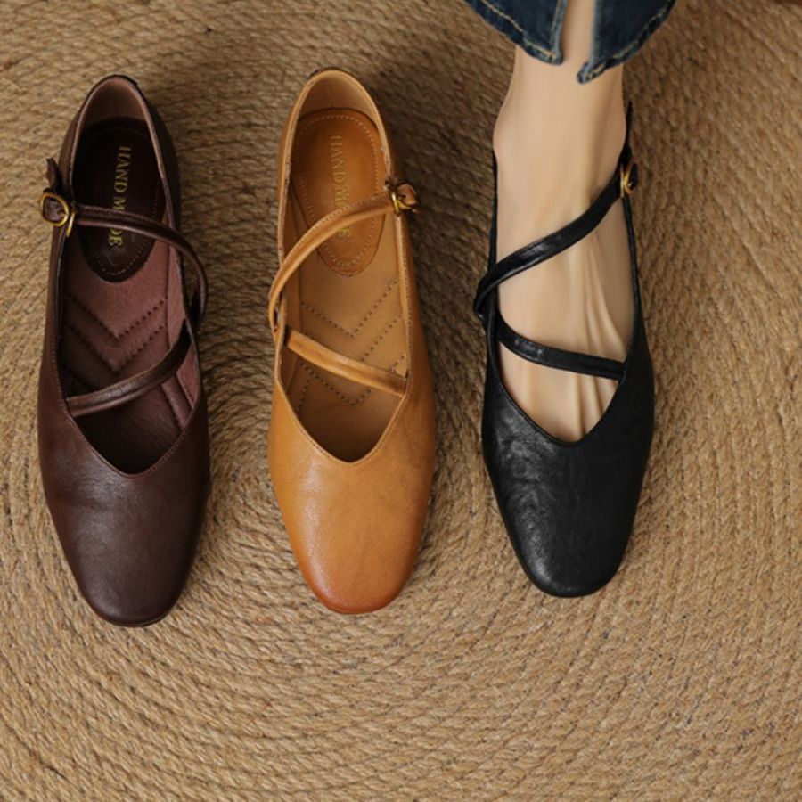 Vintage Mary Jane Damen Schuhe | Flach Rutschfest Elegant