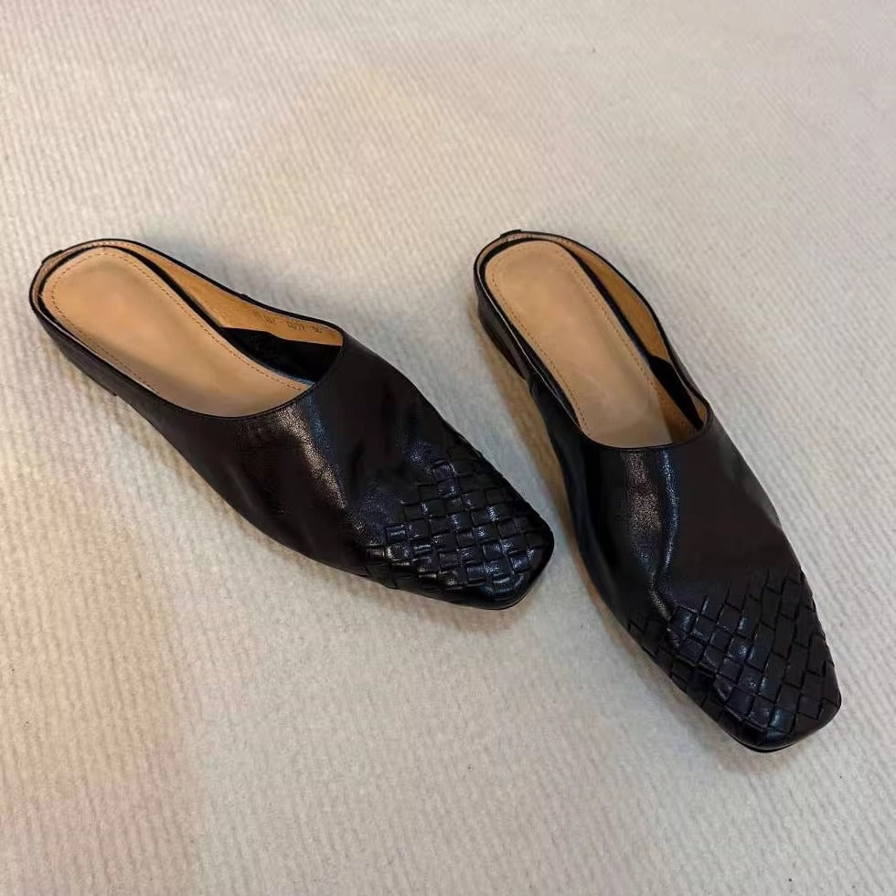 Women's Retro Braided Mules – Closed Toe Comfort Slippers