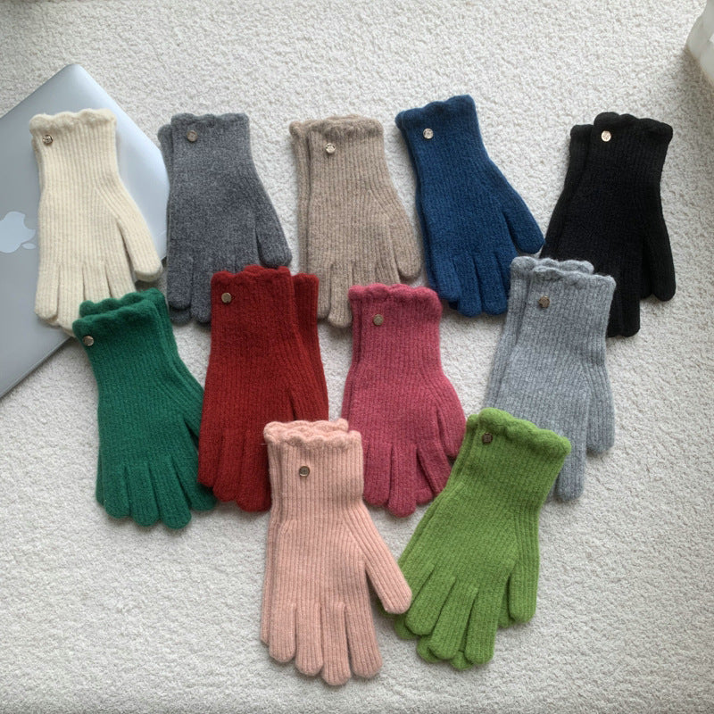 Damen Wollhandschuhe mit Rüschen – Warme Winterhandschuhe