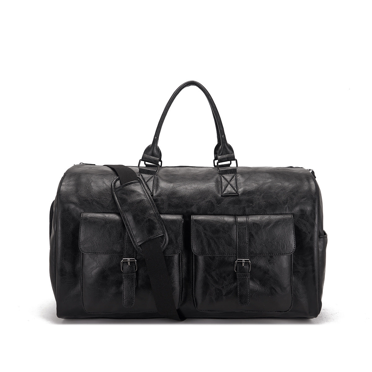 Travel Garment Bag Made of PU Leather – Foldable Garment Bag with Storage Compartments