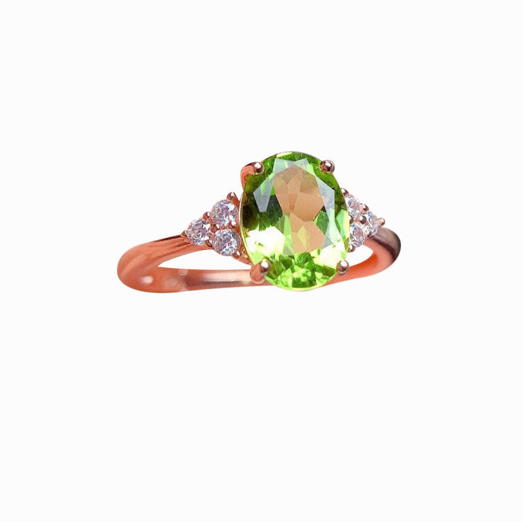 Eleganter Peridot-Damenring mit Zirkon – Designerring