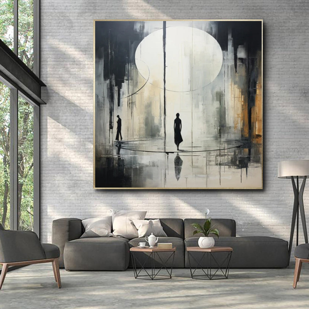 Schwarz Weiß Ölbild abstrakt | Leinwand Kunst modern kaufen