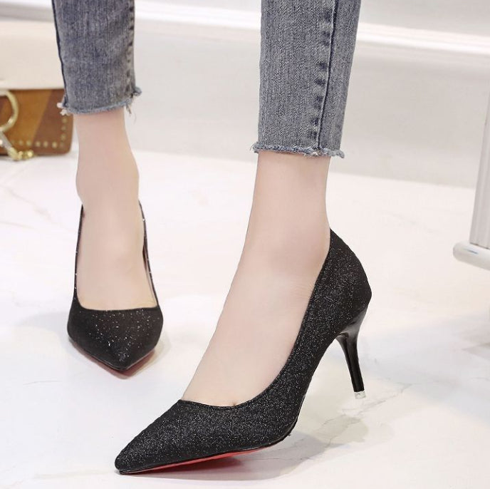 Women's High Heels Silver Black Mesh Sequins | Sexy Glamour Shoes