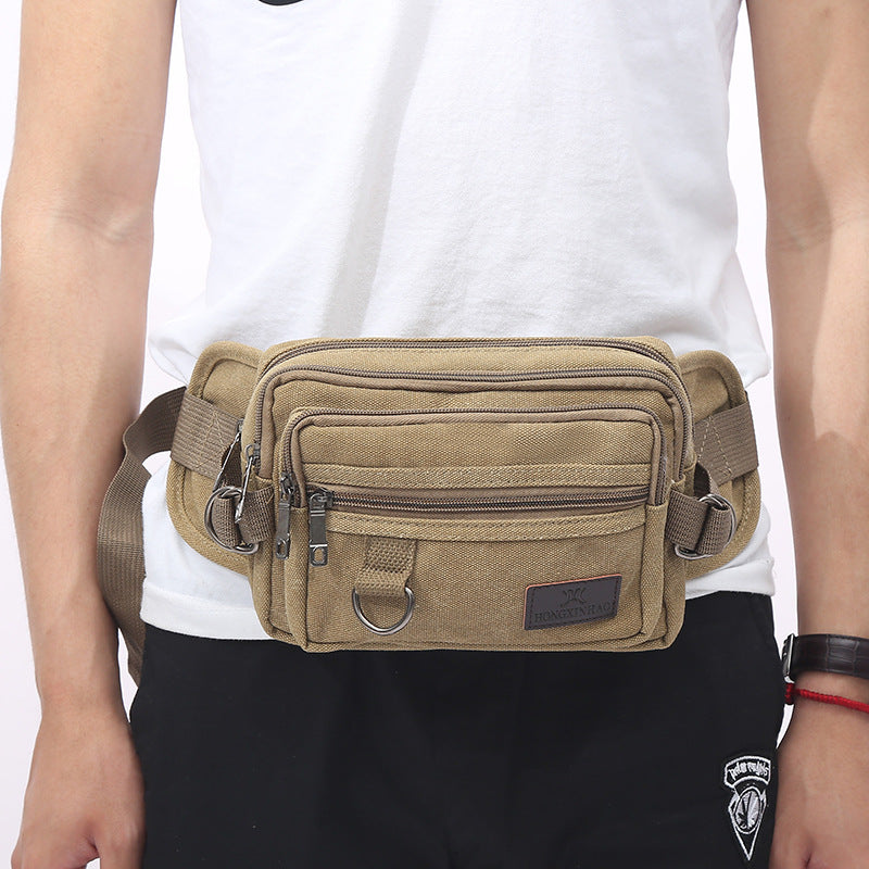 Men's Canvas Fanny Pack | 4-Pocket Outdoor Waist Bag