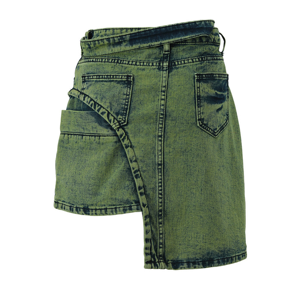 Damen Patchwork Jeansrock | Asymmetrischer Denim Style