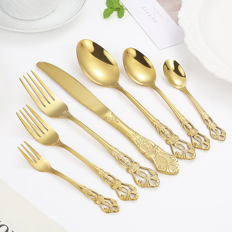 Gold Besteckset Edelstahl | Luxus Tafelbesteck modern elegant