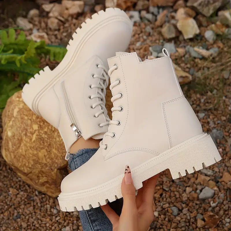 Women's Biker Ankle Boots with Profile Sole – Versatile Motorcycle Boots